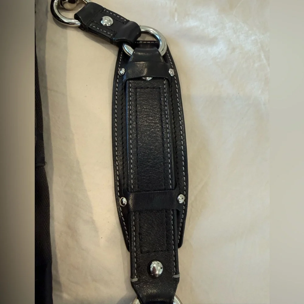 Coach Signature Black Canvas Shoulder Hobo with Silver Hardware - Picture 11 of 12